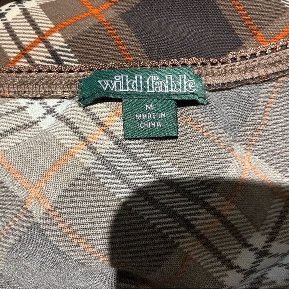 Wild Fable Brown Plaid Print Midi Skirt Pull On Elastic Waist Grunge Academia - Picture 7 of 8